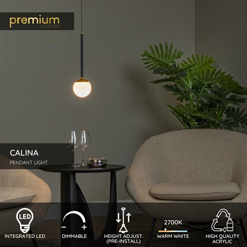 Lucide CALINA - Pendant light - Ø 9,9 cm - LED Dim. - 1x9W 2700K - Black | Premium - USP